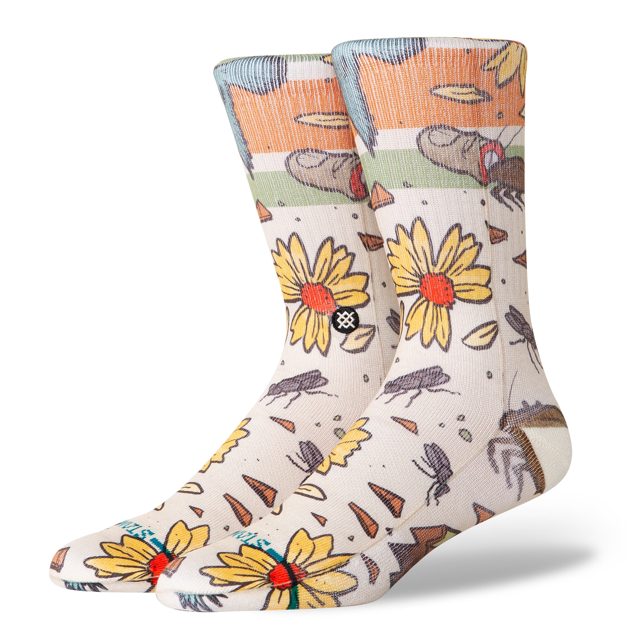 Stance Unisex Trashed Crew Socks Off White