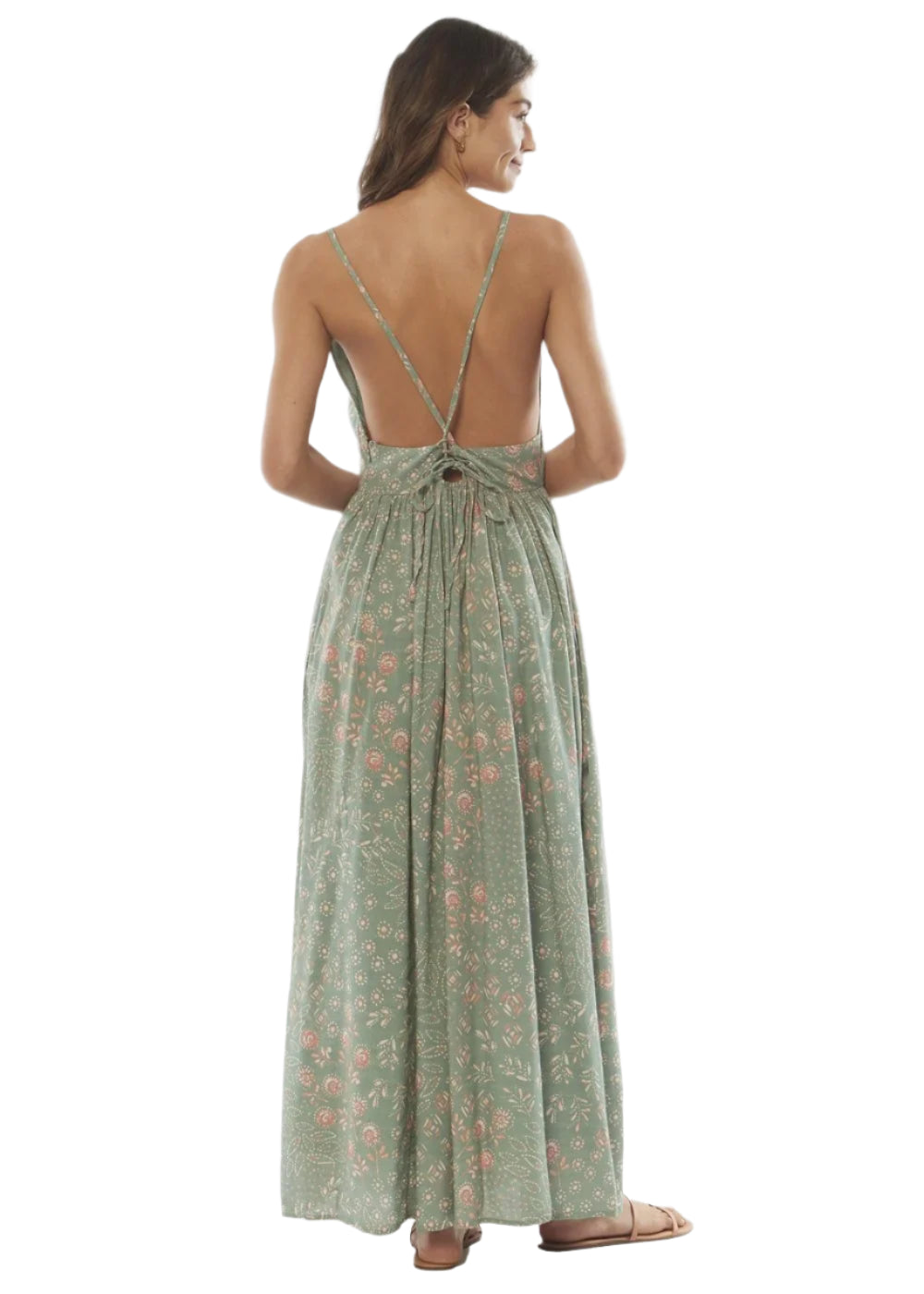 Amuse Womens Cosi Bello Woven Maxi Dress Palm