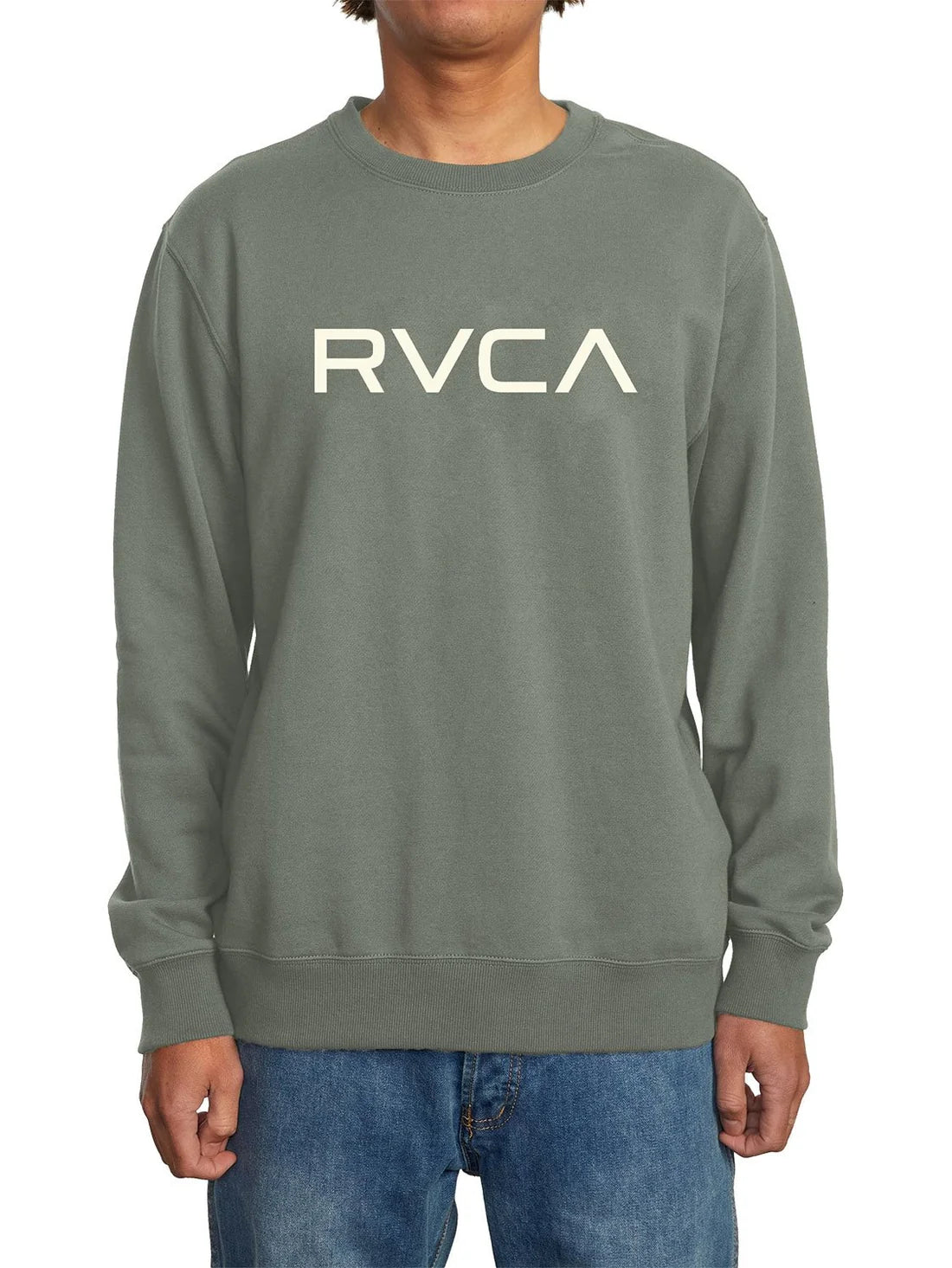 RVCA Mens Big RVCA Crew Sage Leaf