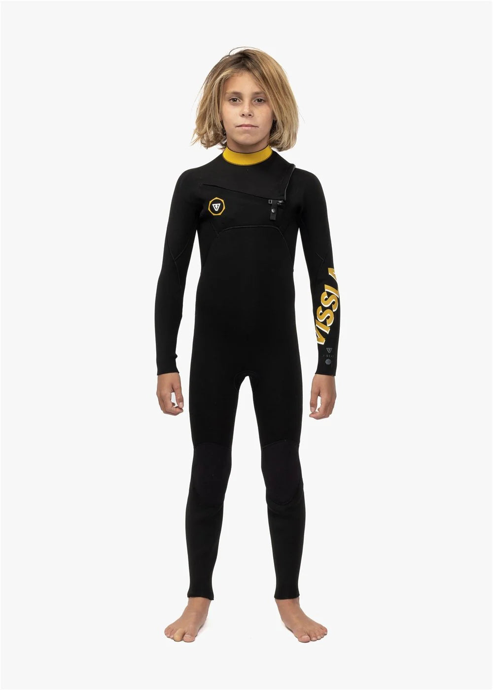 Vissla Boys 7 Seas 4-3 Full Chest Zip Black Gold