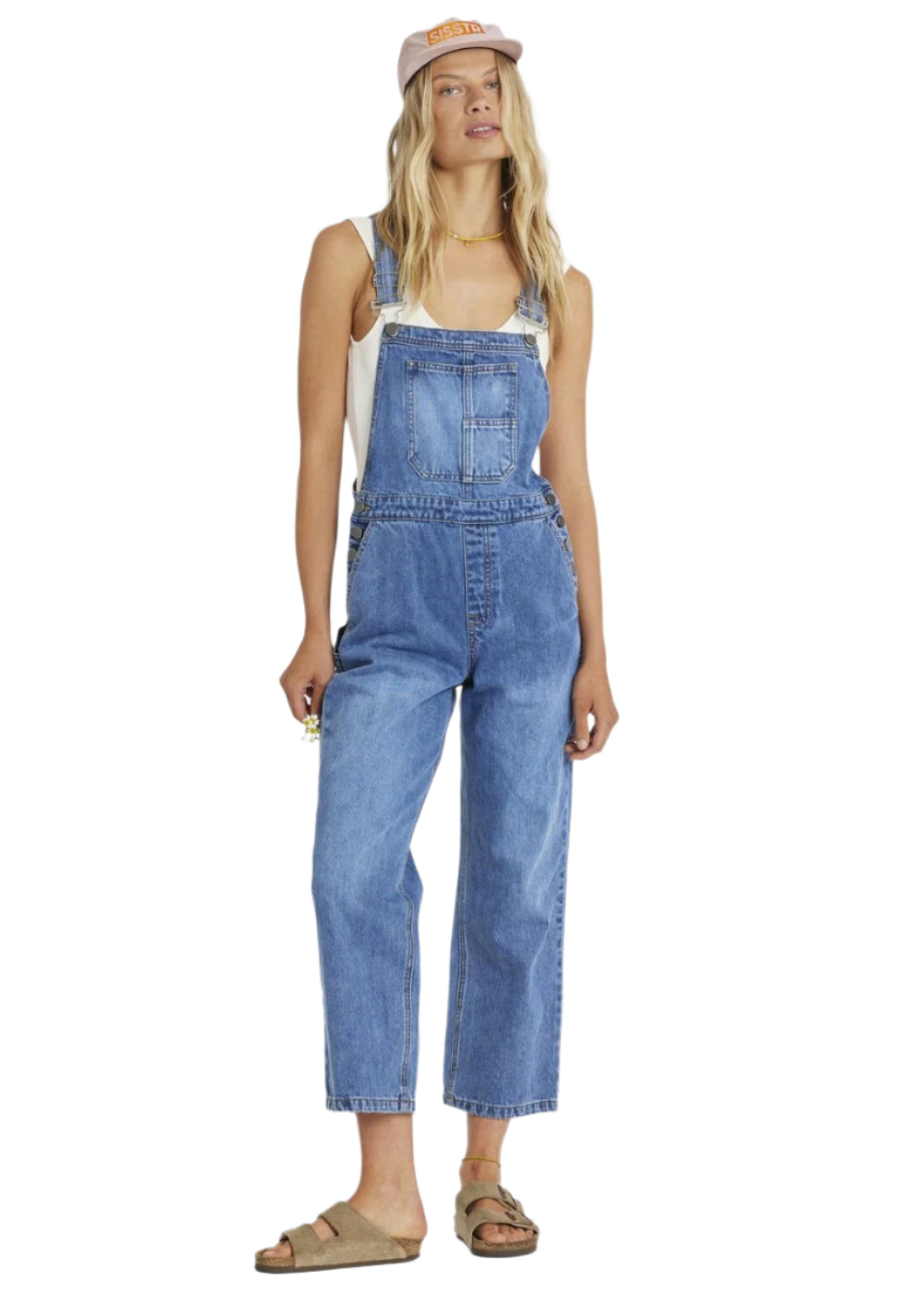 Sisstr Womens Kick Back Woven Overall Faded Indigo