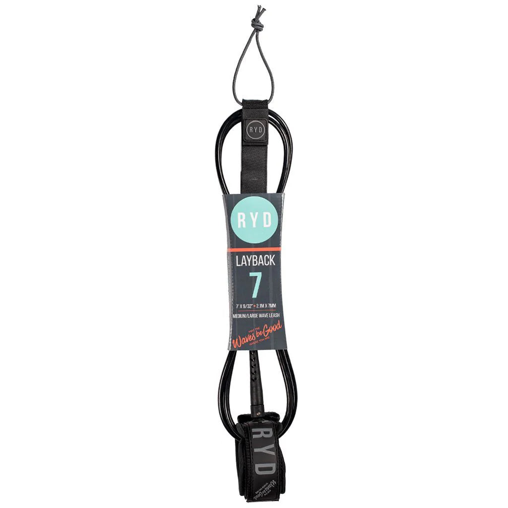 RYD Ankle Leash Layback 7ft 7mm Leash Black Grey