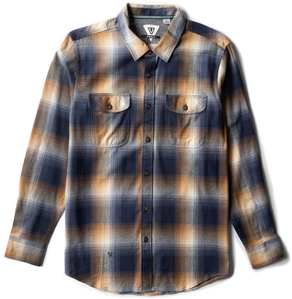 Vissla Mens Central Coast Eco Ls Flannel Dark Navy
