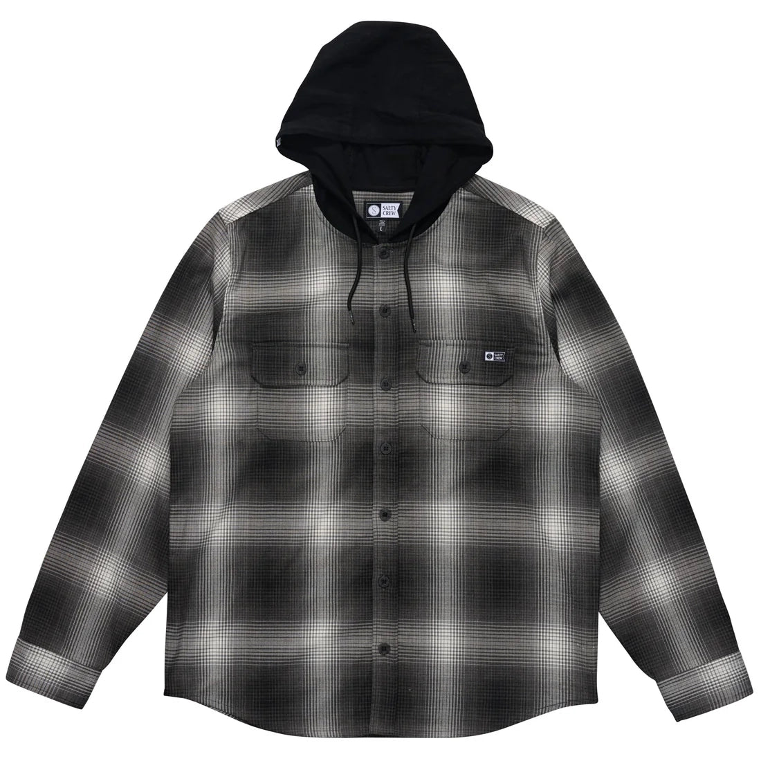 Salty Crew Mens Fathom Ls Hooded Shirt Charcoal