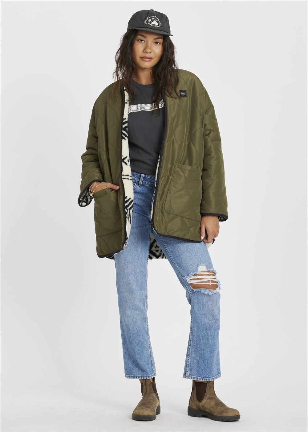 Sisstr Womens Jane Reversible Jacket Dark Olive