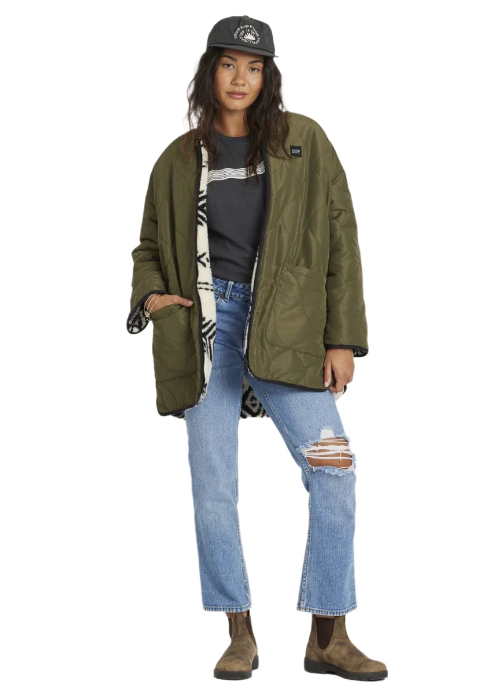 Sisstr Womens Jane Reversible Jacket Dark Olive