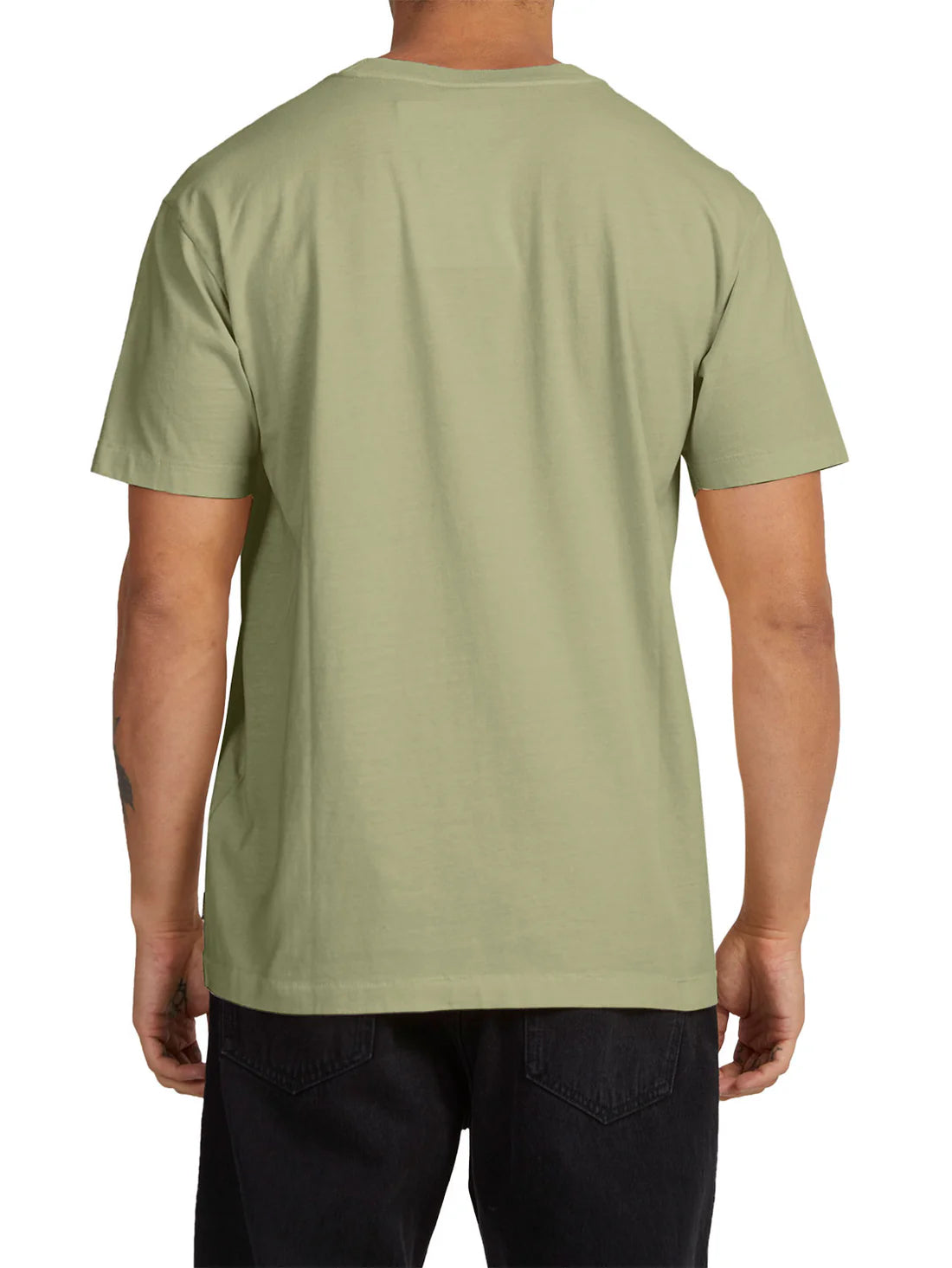 RVCA Mens Big RVCA Ss Red Stitch Oil Green