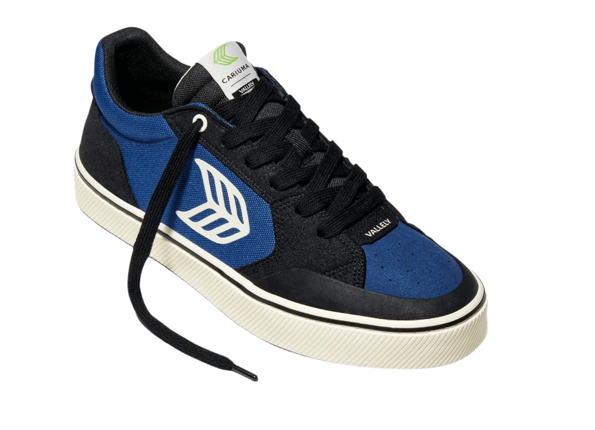 Cariuma Vallely Skate Black Suede Mystery Blue