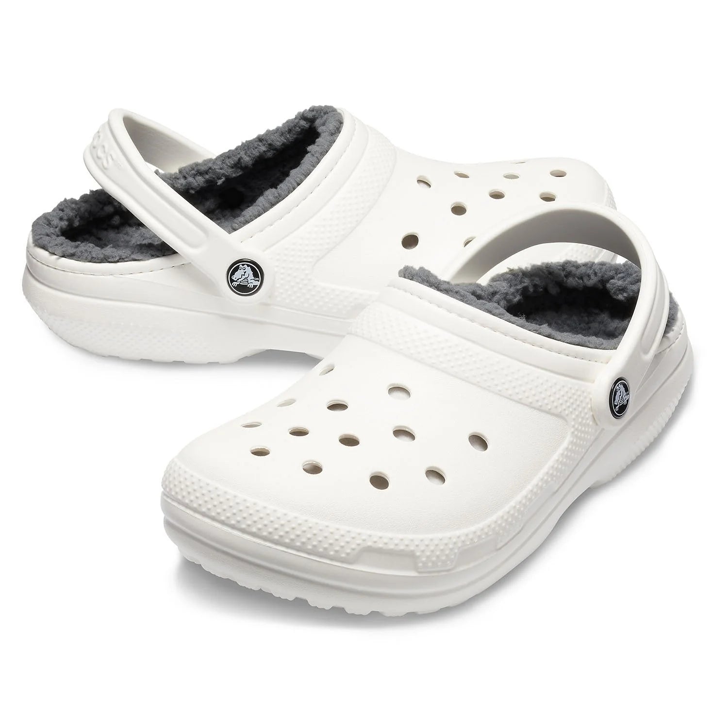 Crocs Unisex Classic Lined Clog White Grey