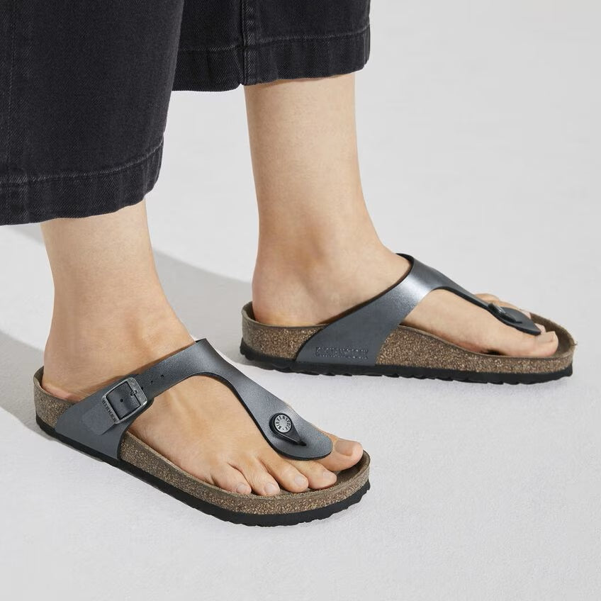 Birkenstock Gizeh Birko-Flor Narrow Metallic Black