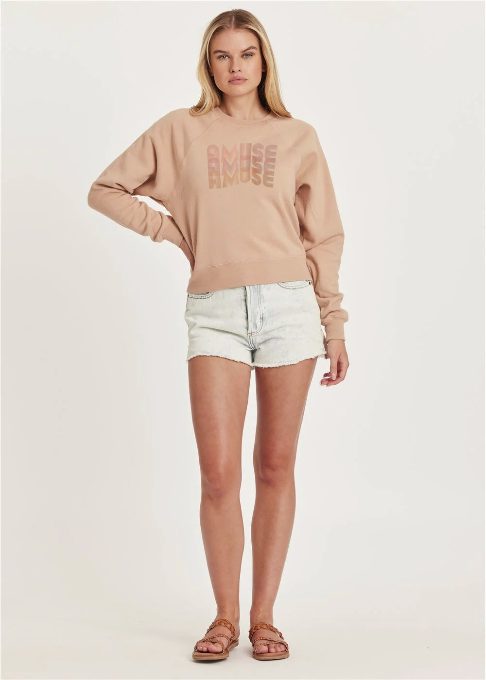 Amuse Womens Lilli Ls Crew Fleece Light Apricot