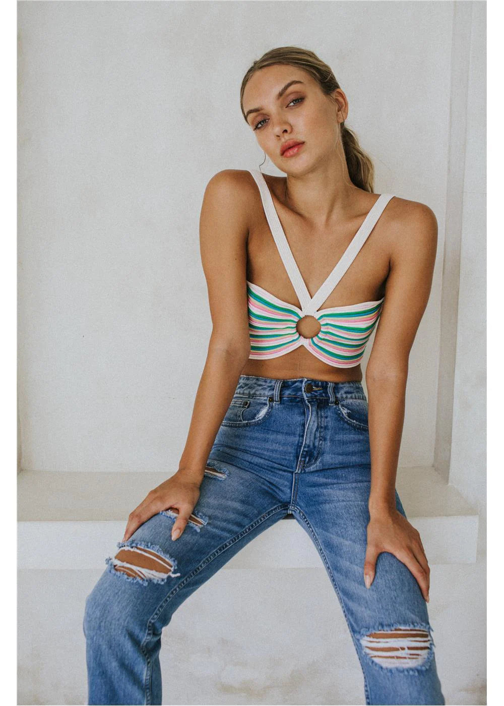 Amuse Rainbow Sweater Tank Top