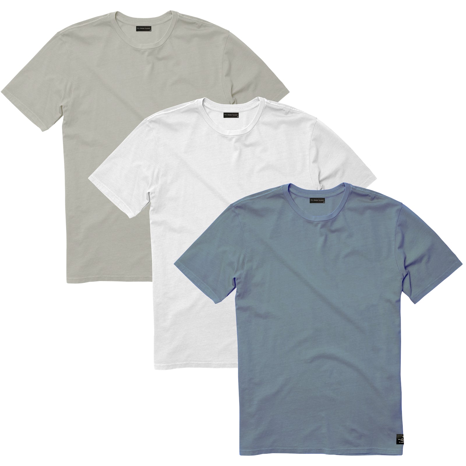 AGT Mens 3 Pack Fade Wash Cotton Tee Assorted