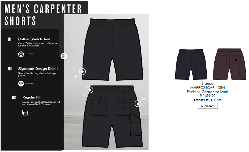 Stance Mens Freshtek Carpenter Short Dark Brown