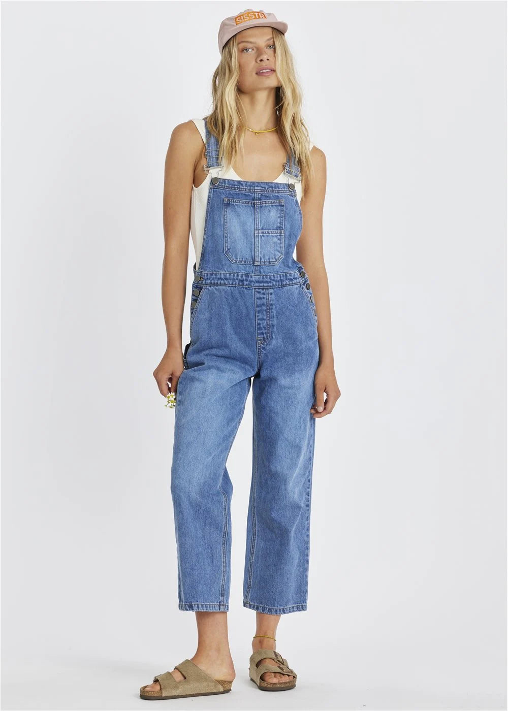Sisstr Womens Kick Back Woven Overall Faded Indigo