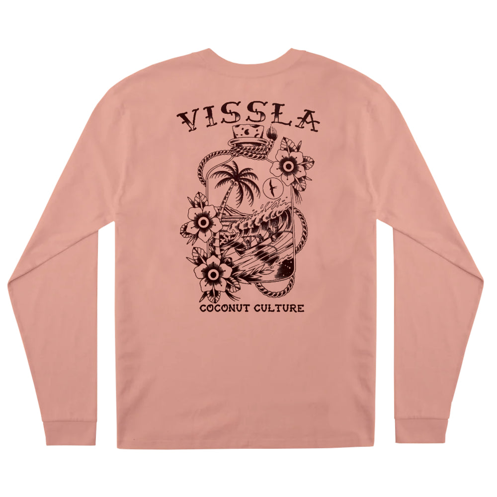VIssla Mens Coconut Culture Ls Tee Papaya
