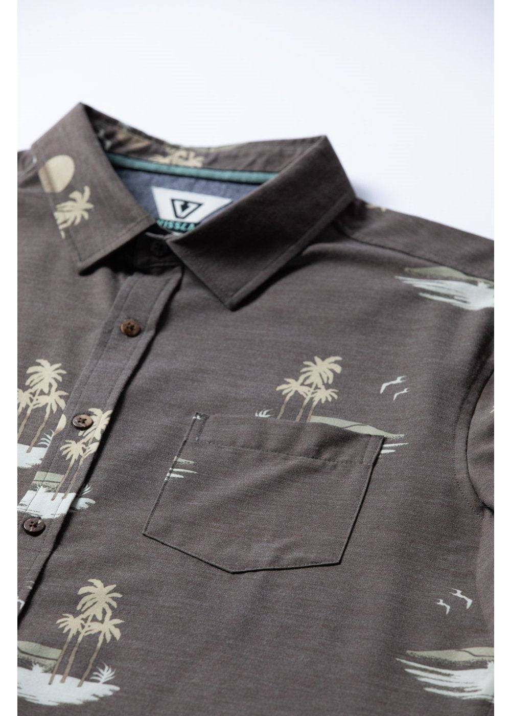 Vissla Mens Tres Palmas Eco Ss Shirt Dark Earth