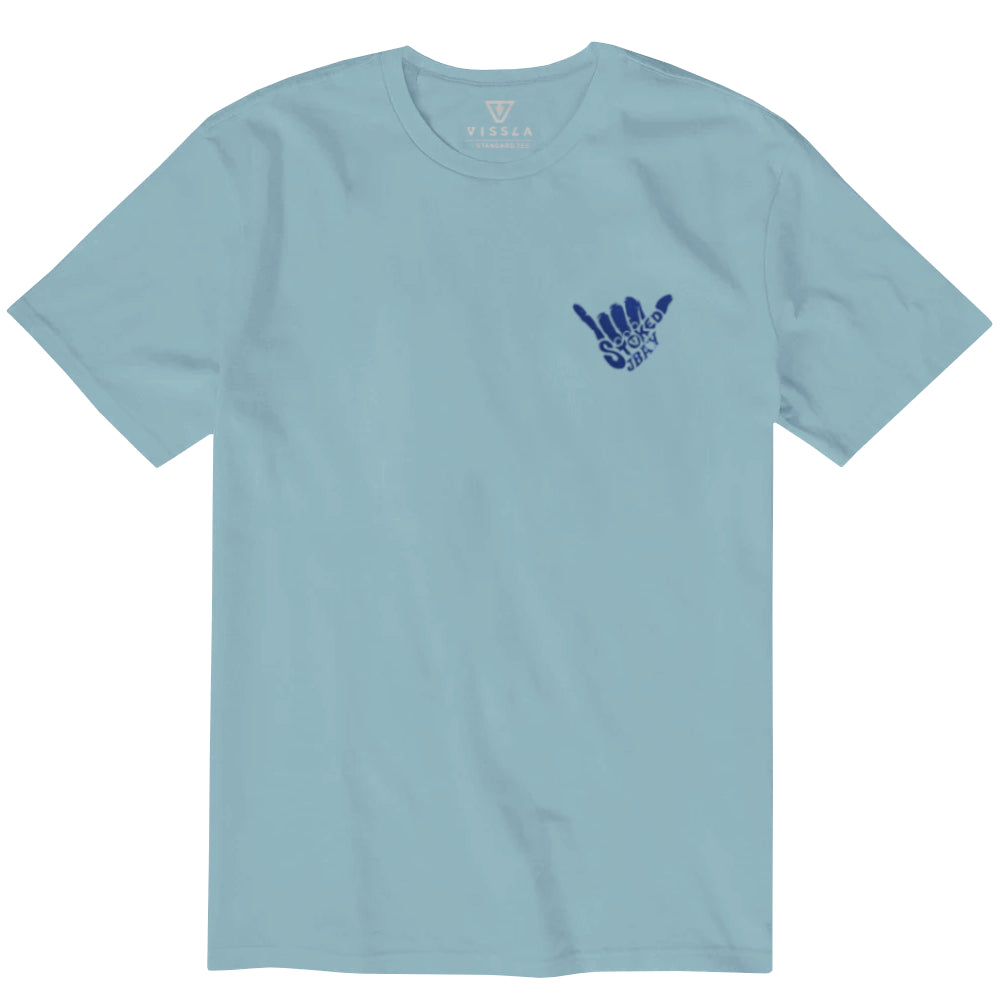 Vissla Mens Stoked Jbay Ss Tee Stone Blue