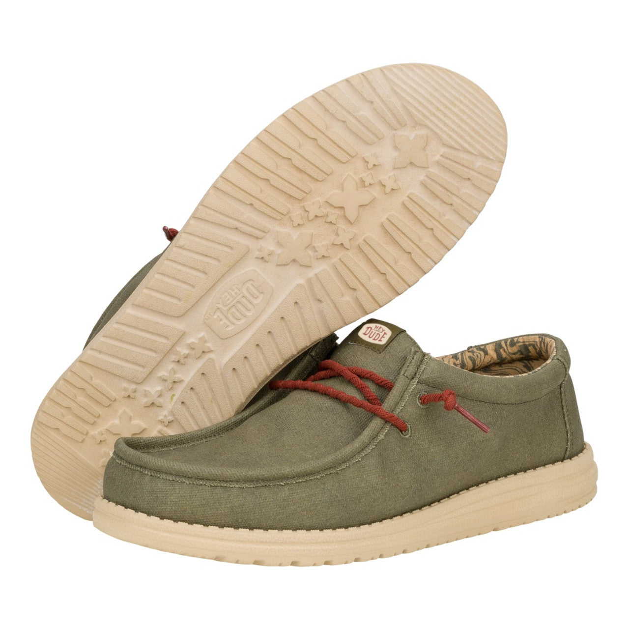 Hey Dude Wally Waxed Canvas Shoes Olive