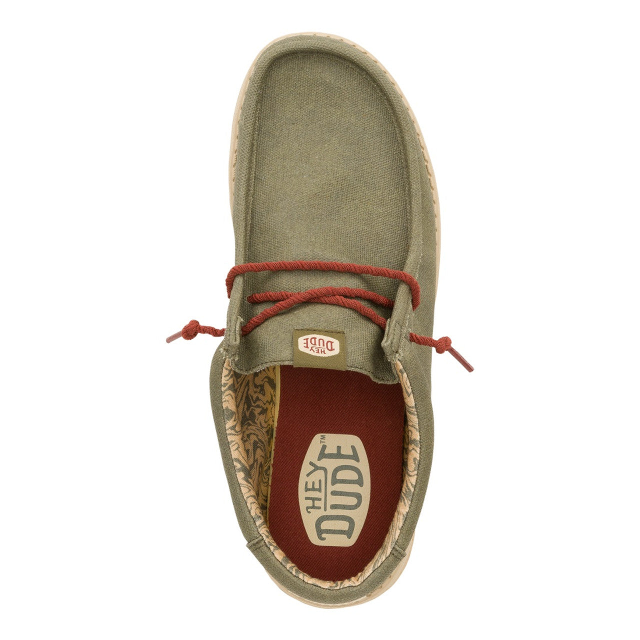 Hey Dude Wally Waxed Canvas Shoes Olive