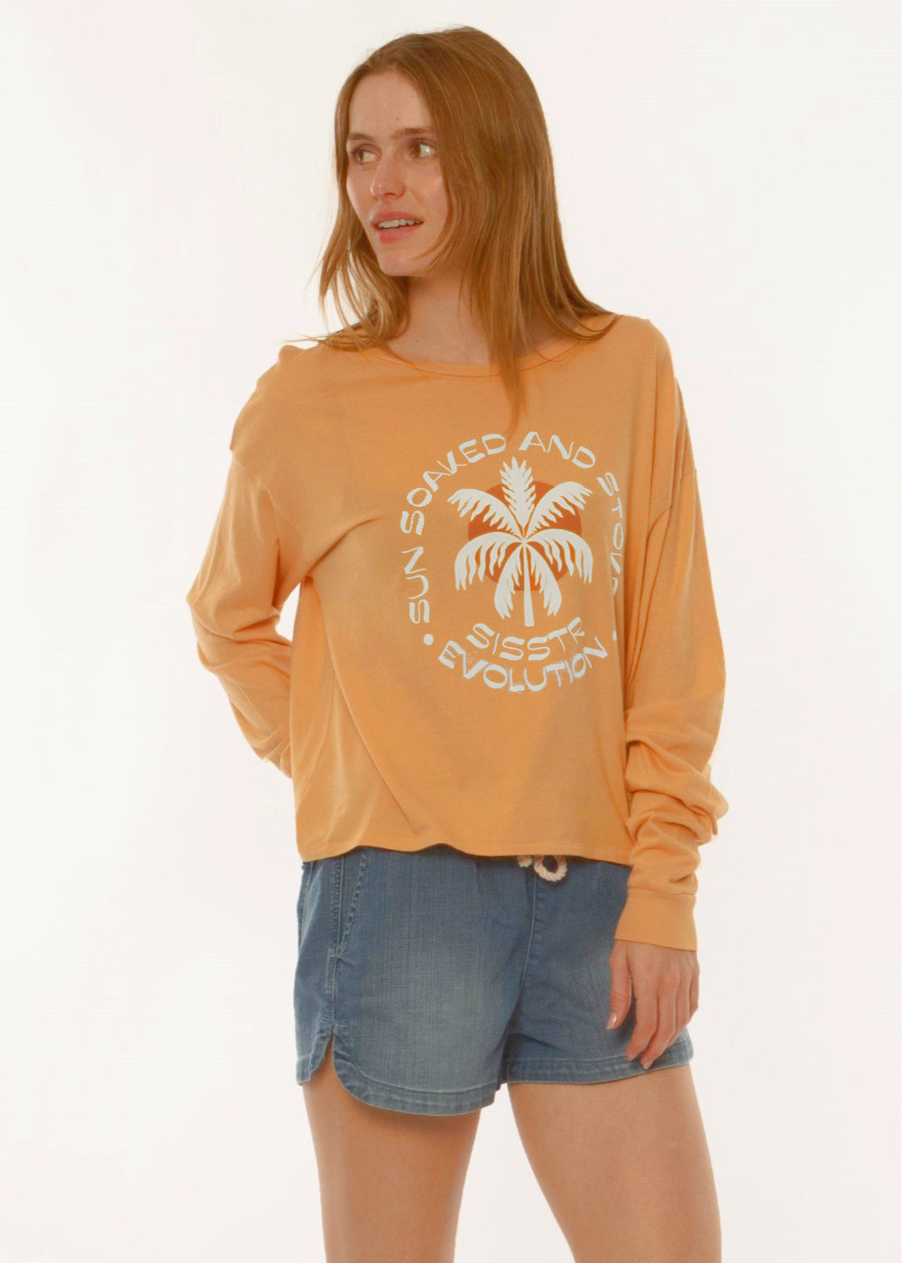 Sisstr Womens Sun Soaked Ls Knit Tee