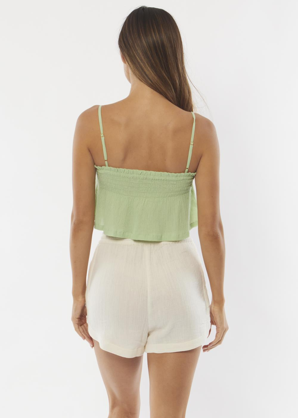 Sisstr Womens Aloha Sea Woven Tank Tea Green