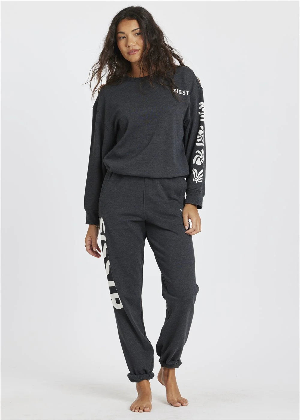 Sisstr Womens Happiness Awaits Ls Crew Fleece