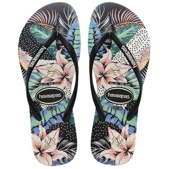 Havaianas Womens Slim Floral Dots Black