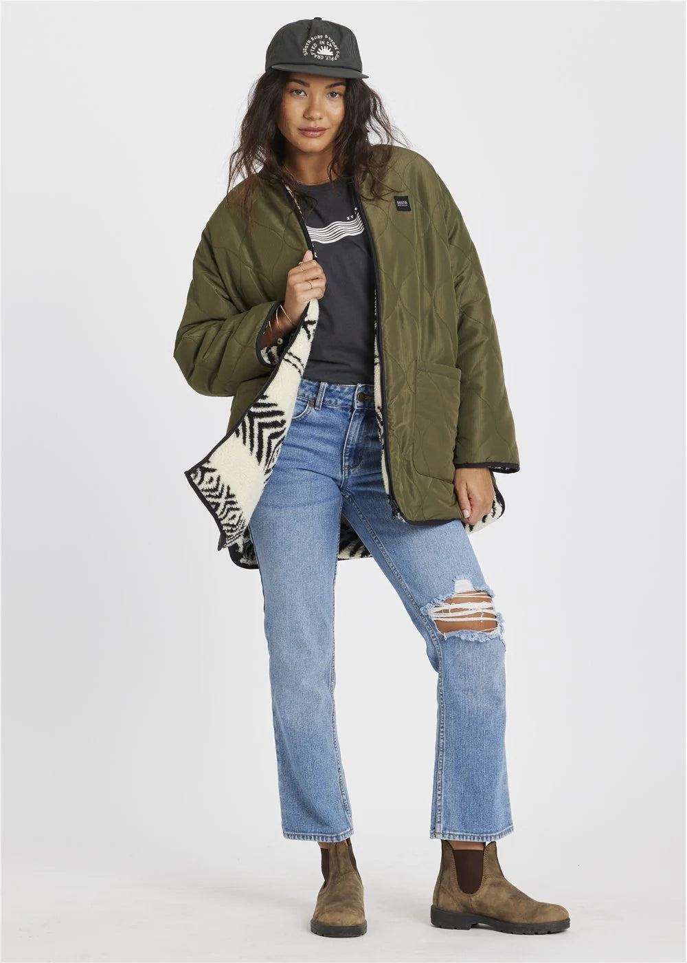 Sisstr Womens Jane Reversible Jacket Dark Olive