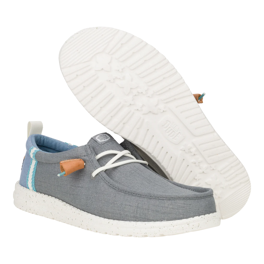 Hey Dude Mens Wally Craft Linen Grey Faded Denim