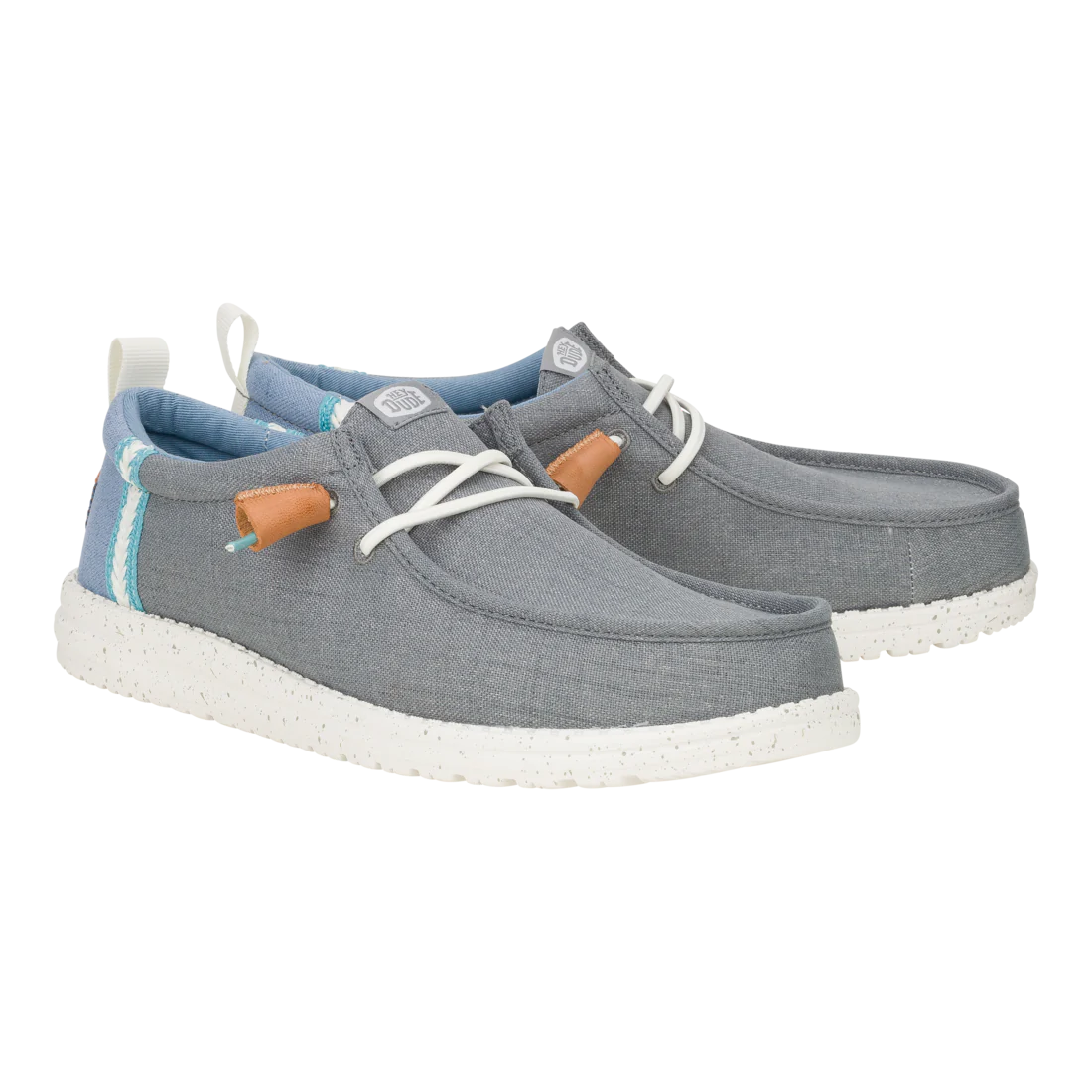 Hey Dude Mens Wally Craft Linen Grey Faded Denim