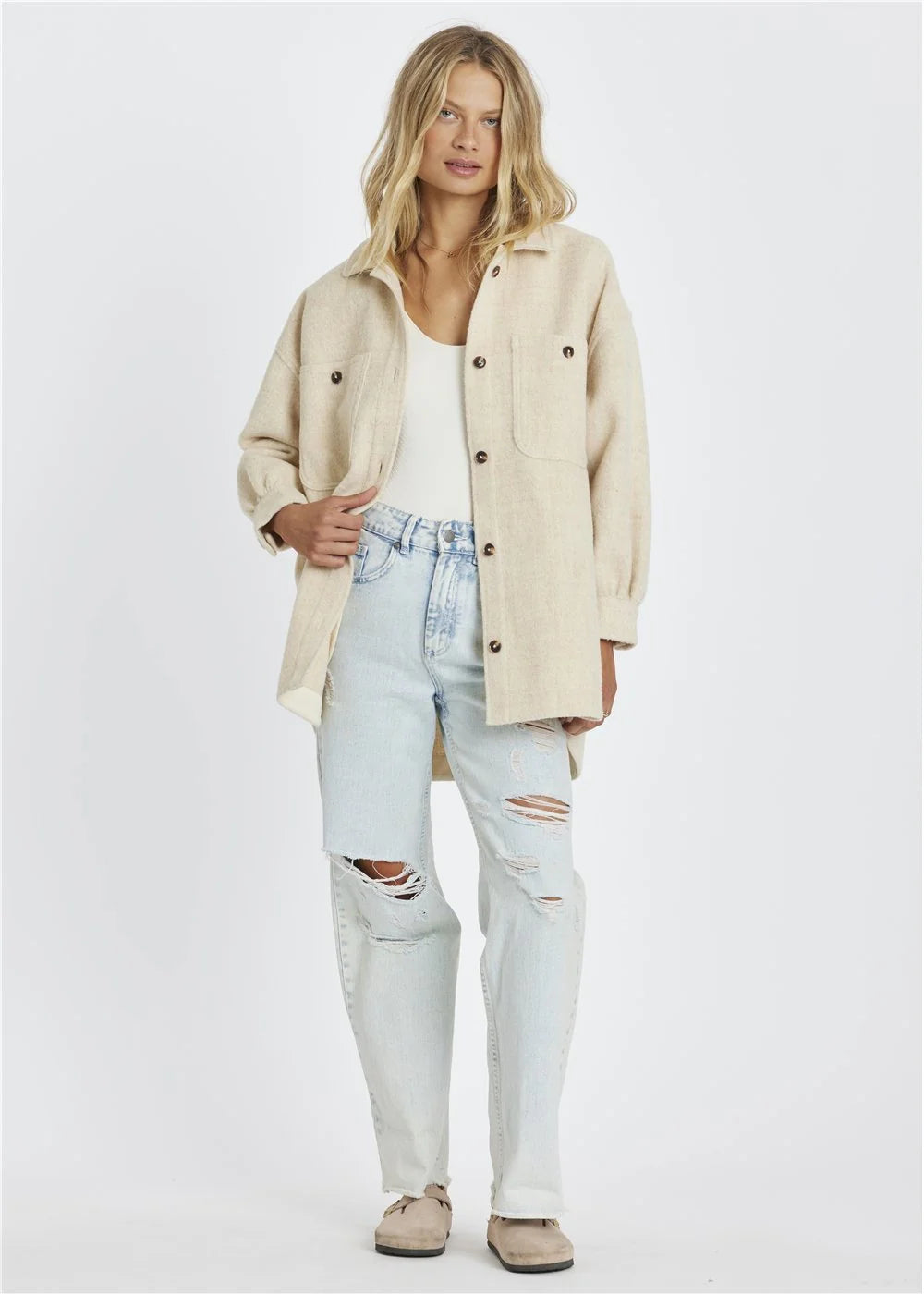 Sisstr Womens Misha Woven Overshirt Sea Salt