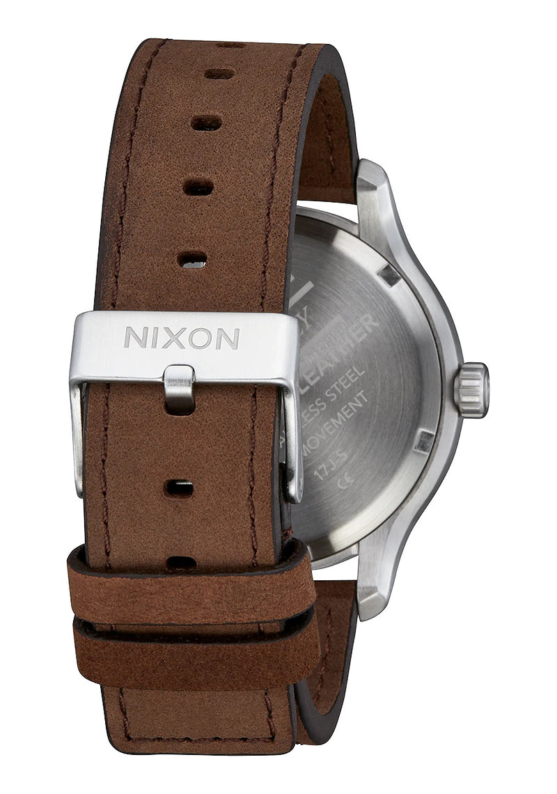 Nixon Patrol Leather Watch Silver Brown