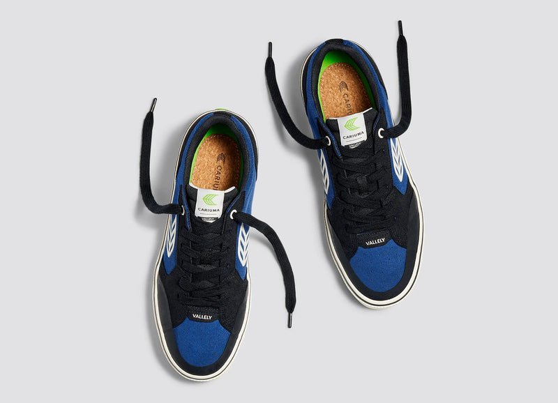 Vallely Skate Black Suede Mystery Blue Cordura