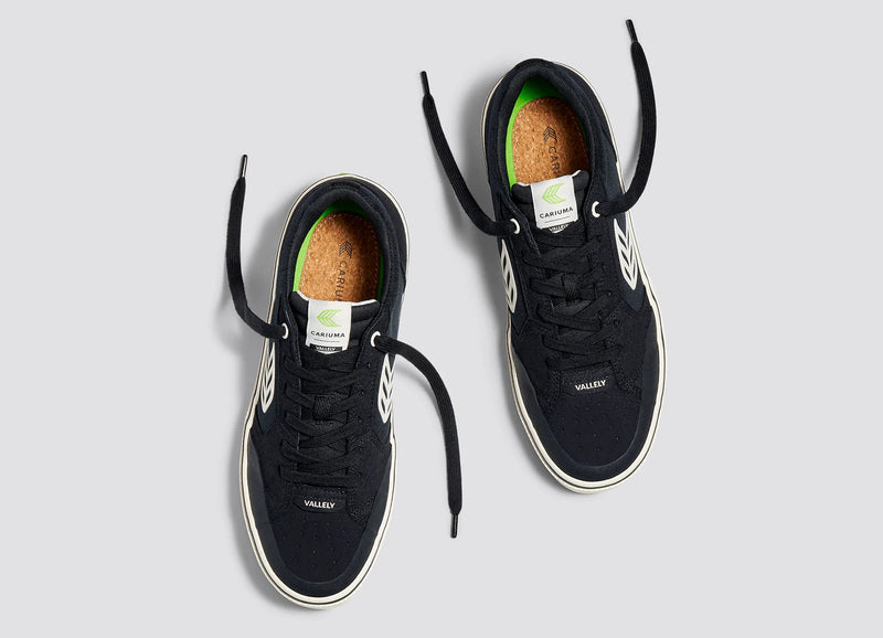 Vallely Skate Black Suede And Cordura Ivory